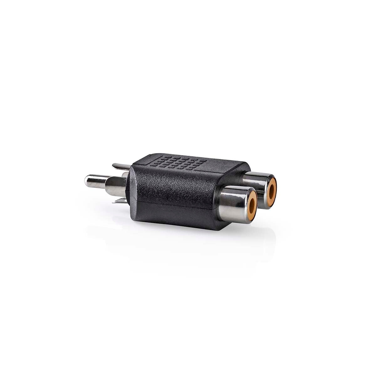 subwoofer Adapter | RCA Male | 2x RCA Female | Nickel Plated | Straight | ABS | Black | 1 pc. | Box