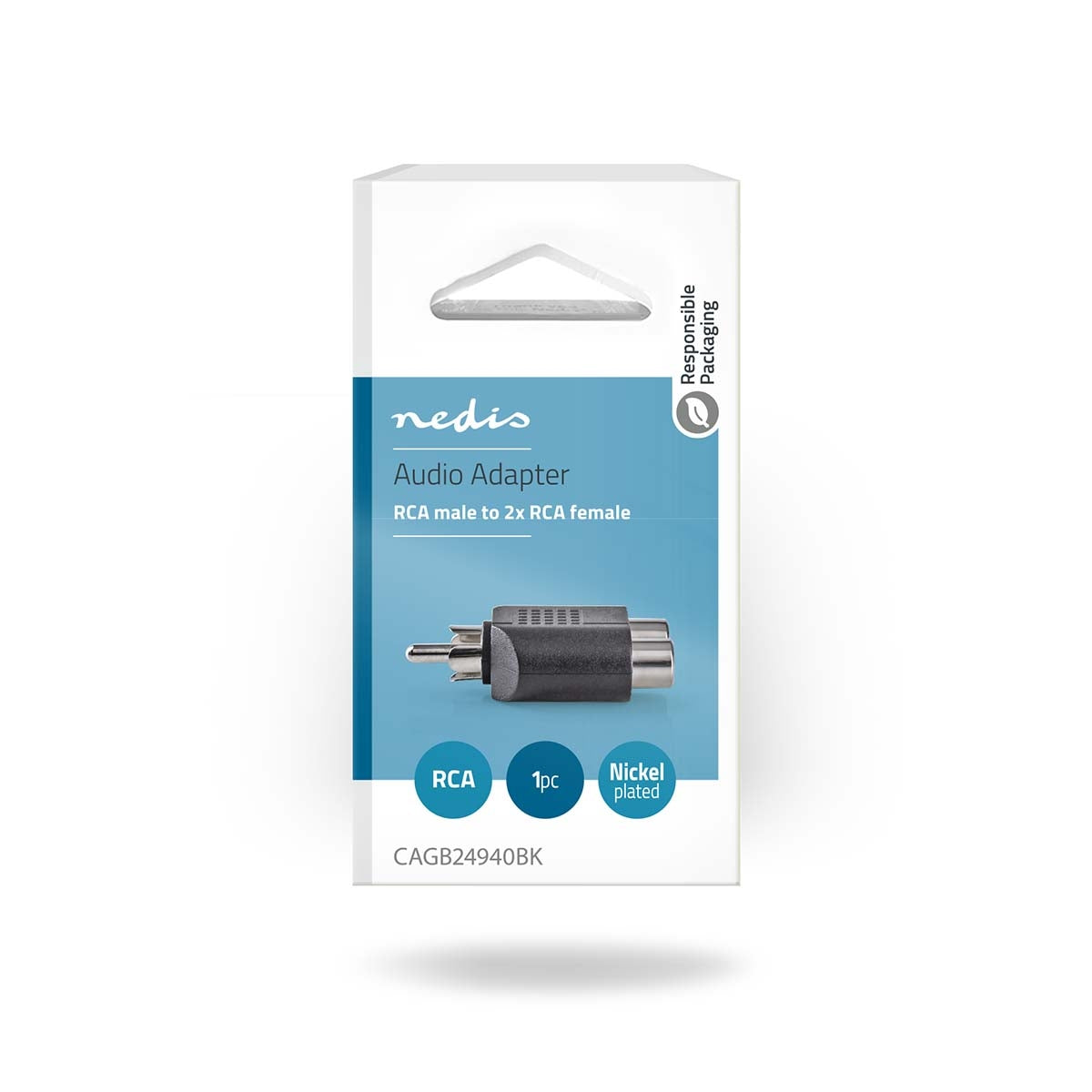 subwoofer Adapter | RCA Male | 2x RCA Female | Nickel Plated | Straight | ABS | Black | 1 pc. | Box