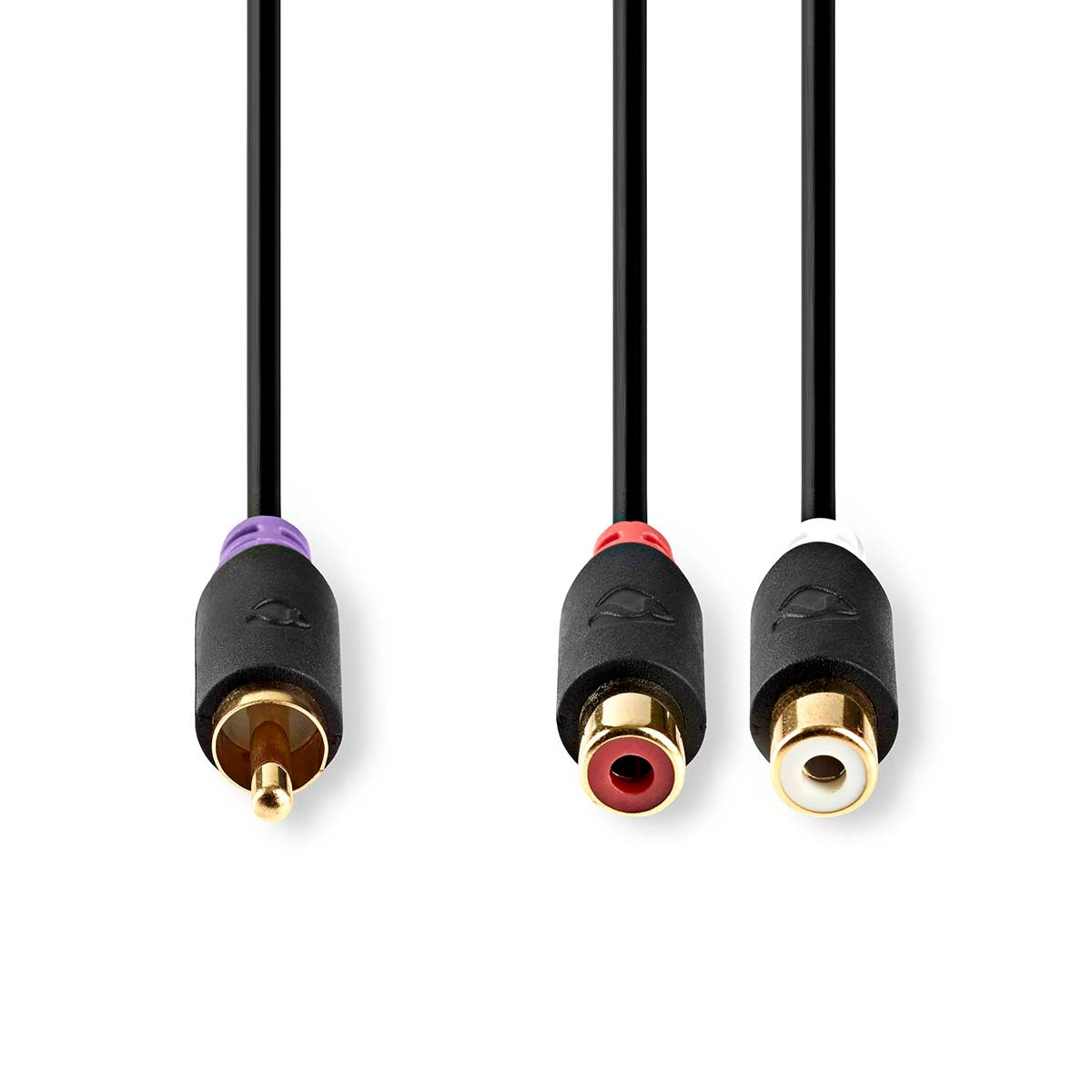 subwoofer Cable | RCA Male | 2x RCA Female | Gold Plated | 0.20 m | Round | 4.0 mm | Anthracite | Box