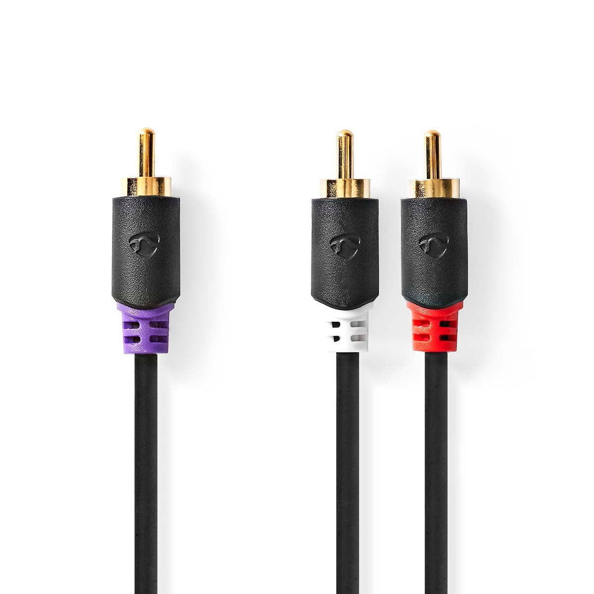 subwoofer Cable | RCA Male | 2x RCA Male | Gold Plated | 3.00 m | Round | 4.0 mm | Anthracite | Box