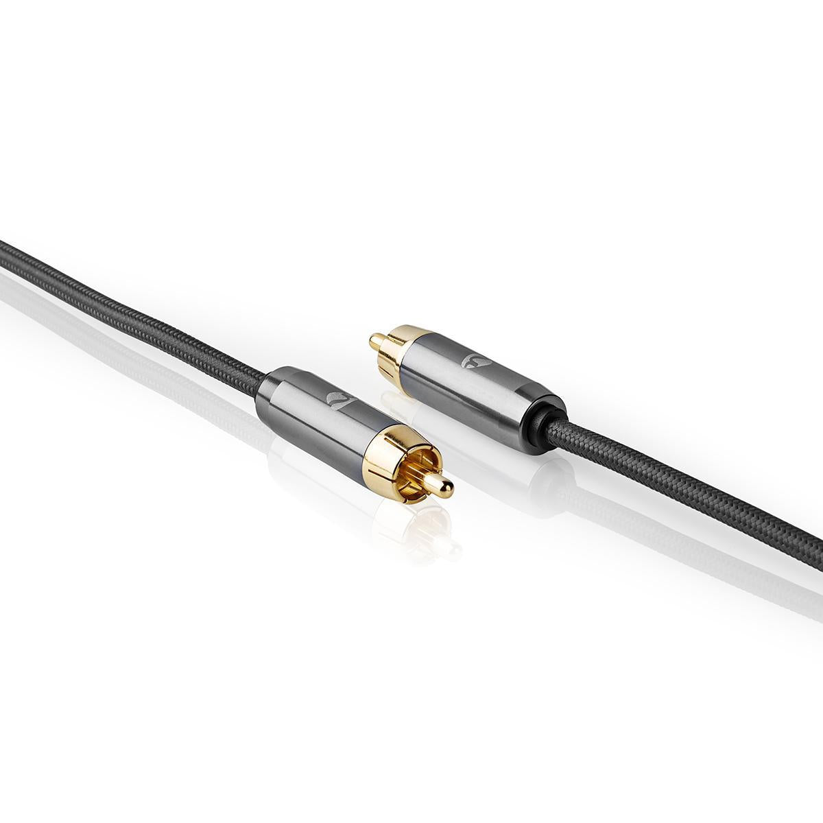 subwoofer Cable | RCA Male | RCA Male | Gold Plated | 3.00 m | Round | 4.5 mm | Anthracite / Gray With Metal | Lid