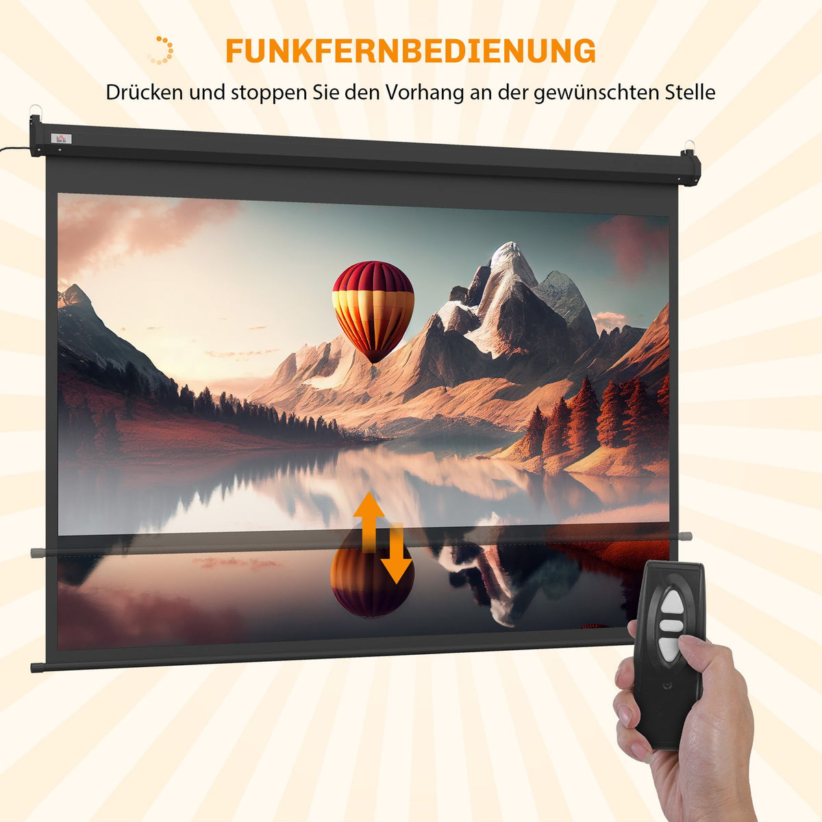 100-Inch Projector Screen, 4:3, 203x152 cm, Black