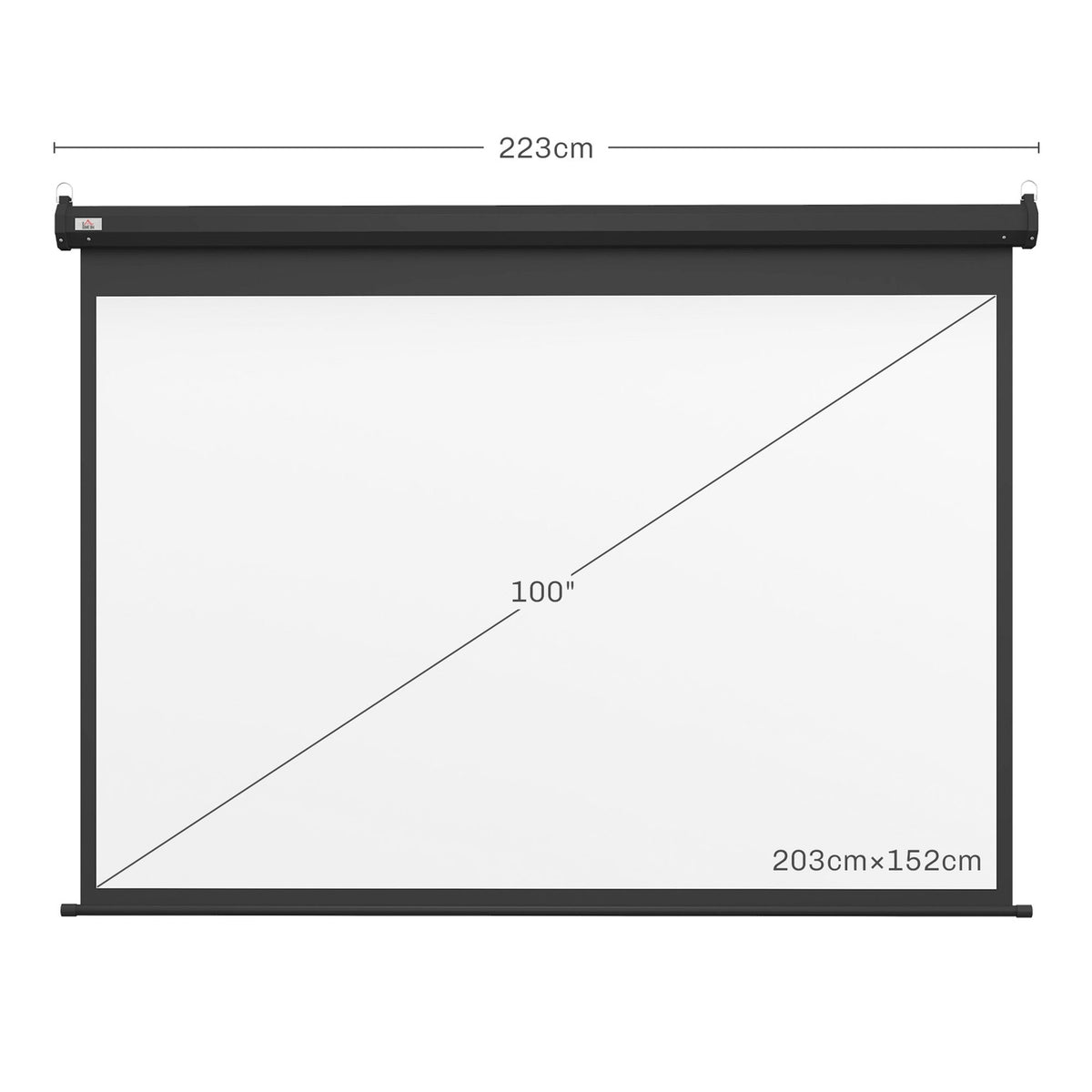 100-Inch Projector Screen, 4:3, 203x152 cm, Black