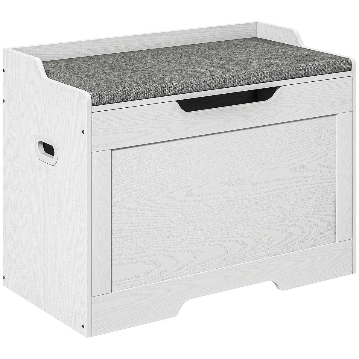 103 liter storage chest with lid, seat, seat chest with storage space, removable seat cushion, for living room, bedroom, white