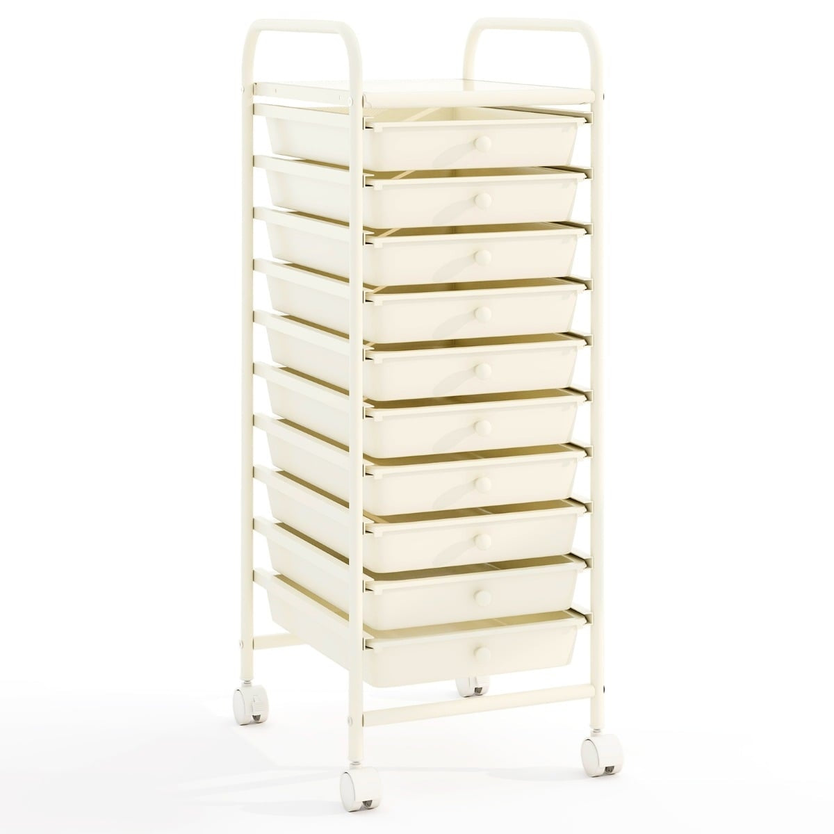 10-Drawer Rolling Storage Cart, 33x37x86 cm, White
