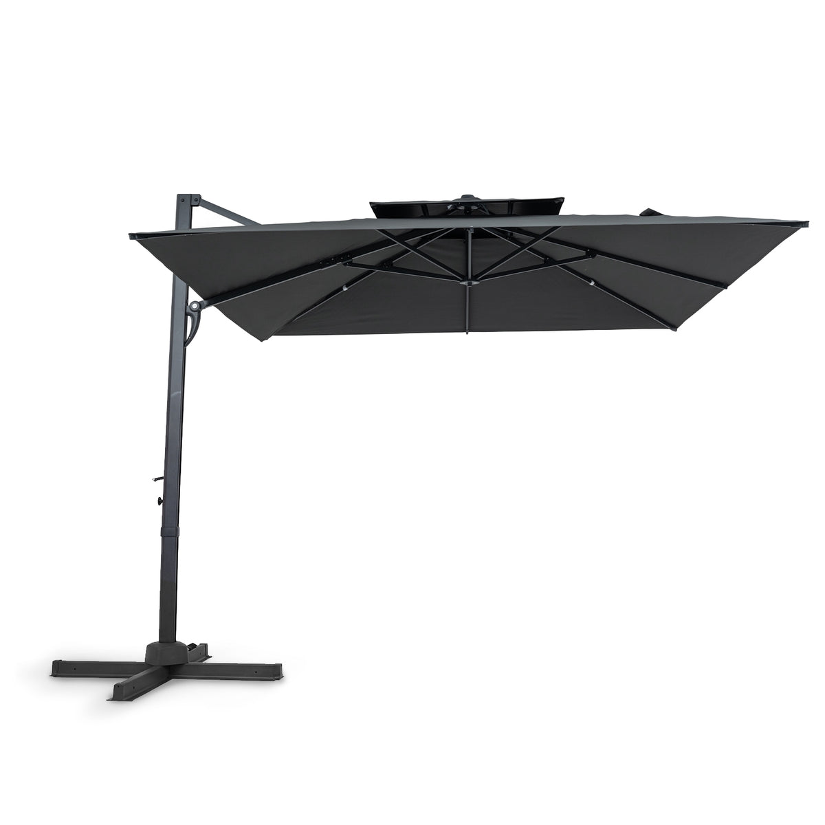 10 Ft Cantilever Patio Umbrella – 360 Rotate, 8-Rib, Gray