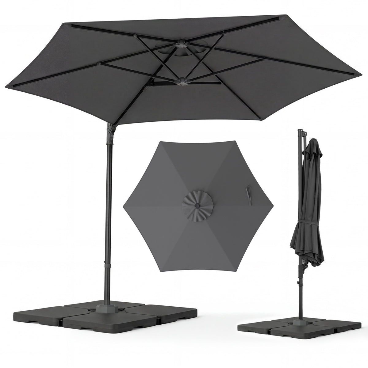 10 Ft Cantilever Patio Umbrella – 360 Swivel, Vent