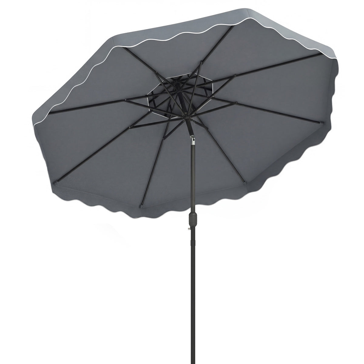 10 Ft Patio Umbrella, Push-Button Tilt, Crank, Gray