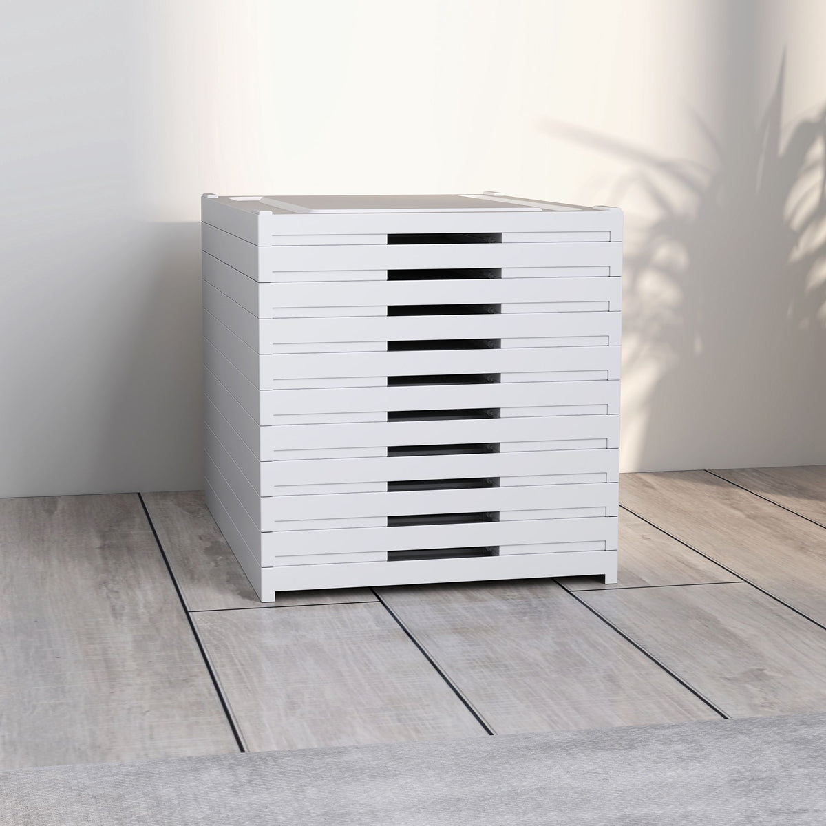 10-Tier Foldable Shoe Rack, Ventilated Back, White Plastic