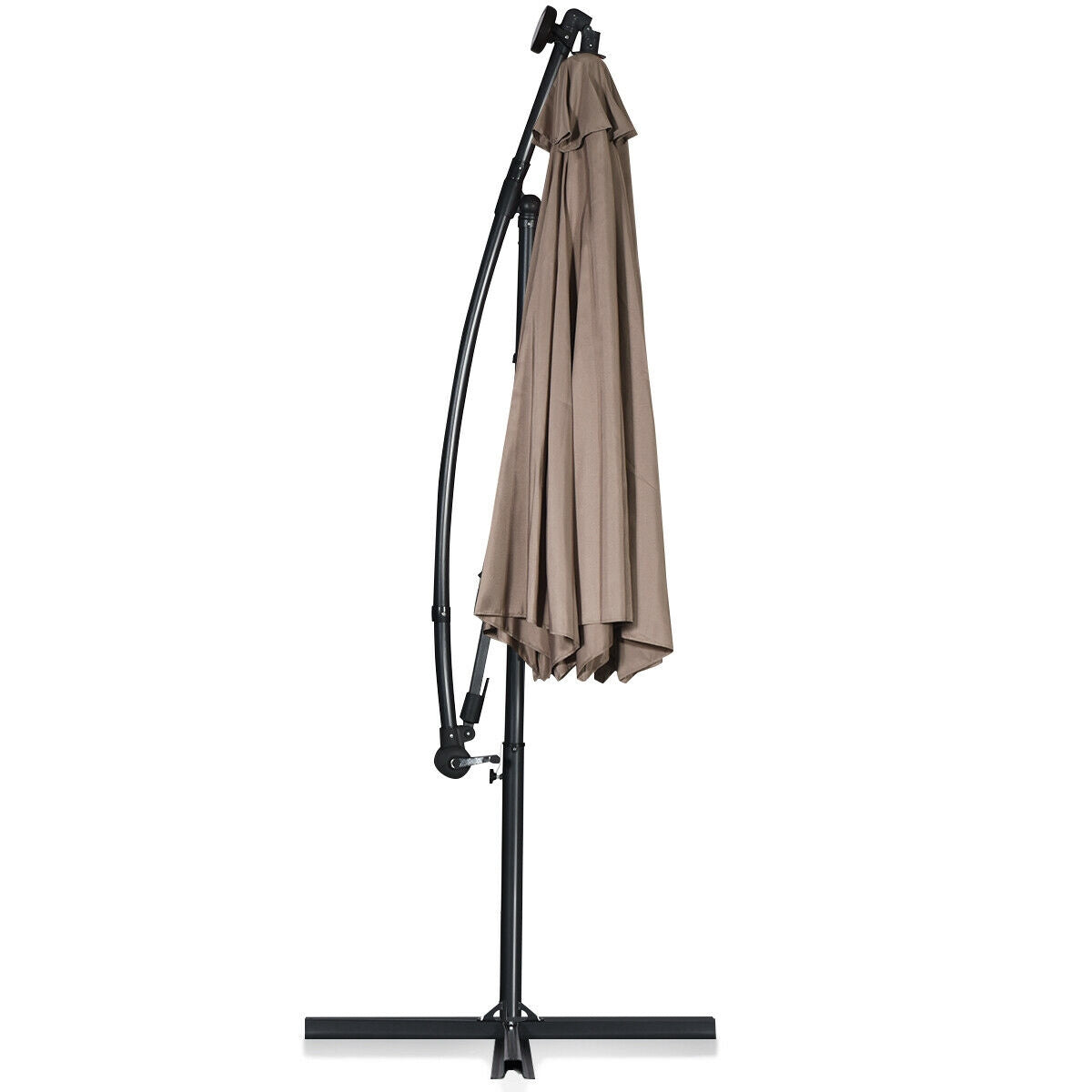 10ft Solar LED Offset Patio Umbrella, 360 Tilt, Tan