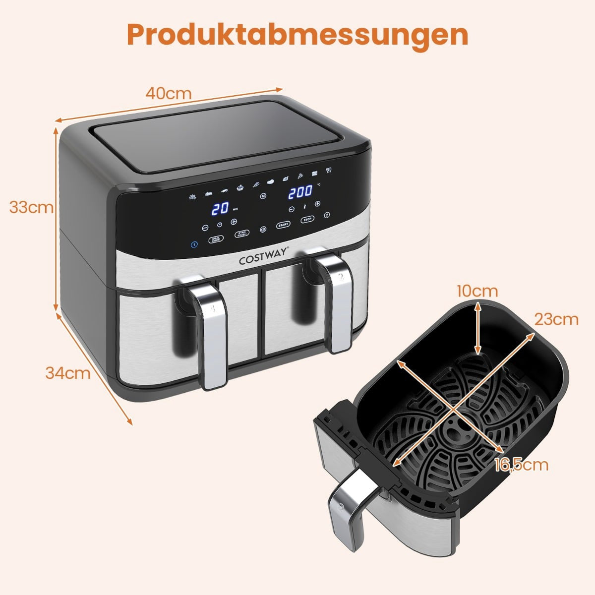 10-in-1 Dual Zone Air Fryer, 8L Capacity, Touchscreen