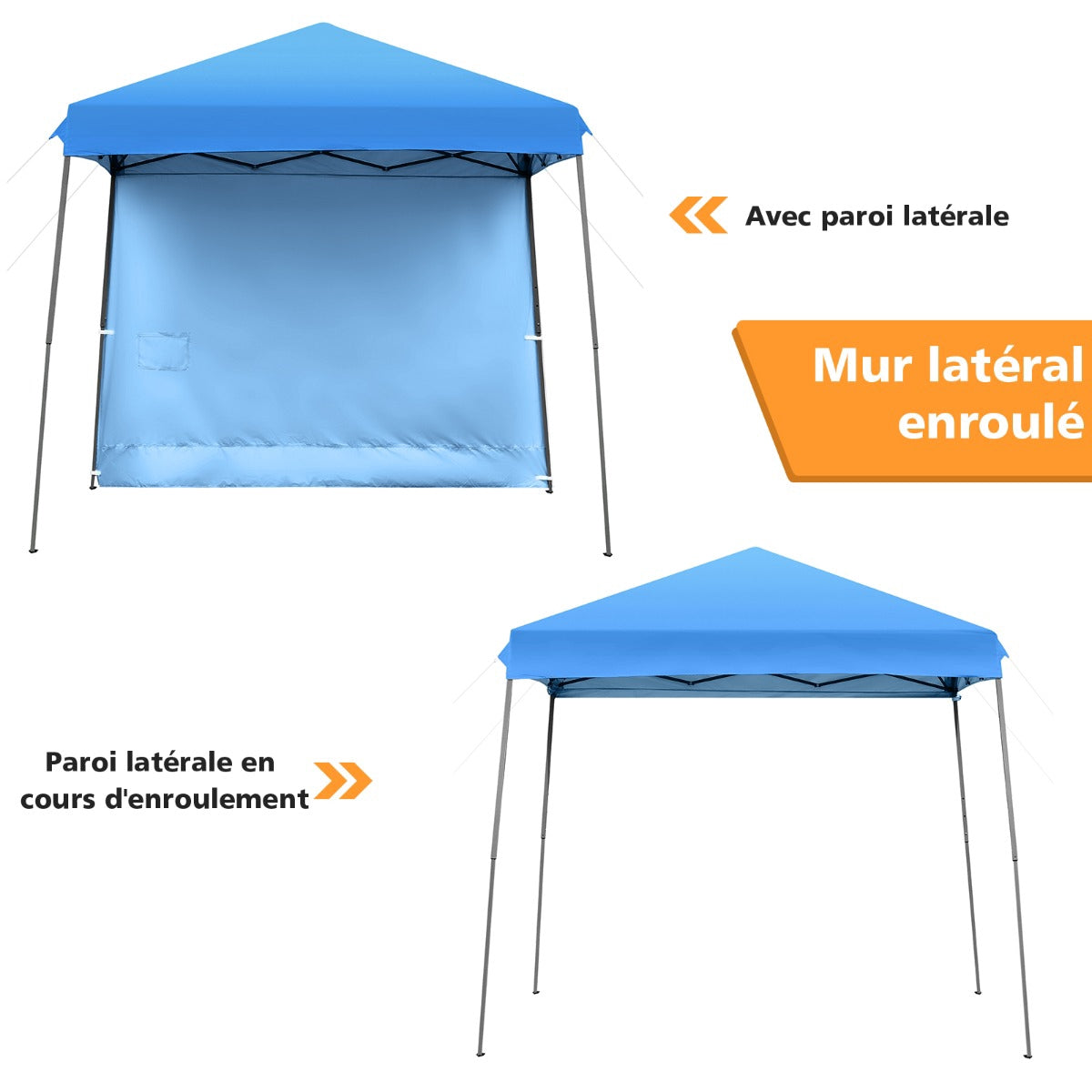 10x10 Pop Up Canopy Tent With Sidewall, Wheeled Bag