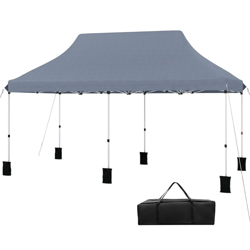 10x20 Pop-Up Canopy Tent, Adjustable Height, Carry Bag