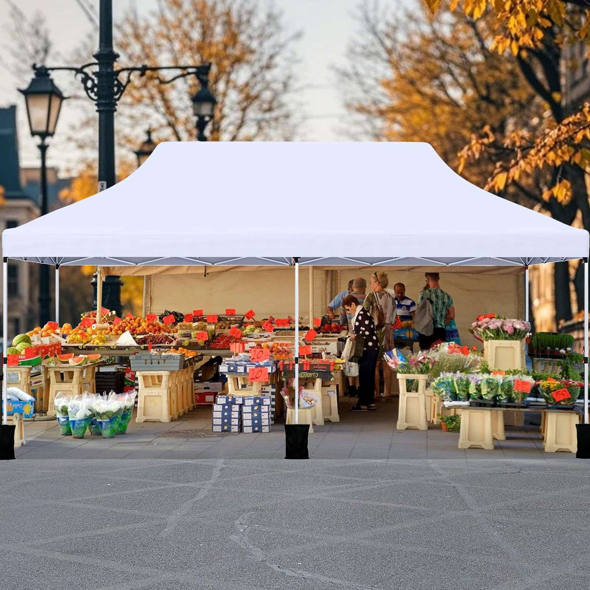 10x20 Pop Up Canopy Tent – Adjustable Height, Carry Bag, White