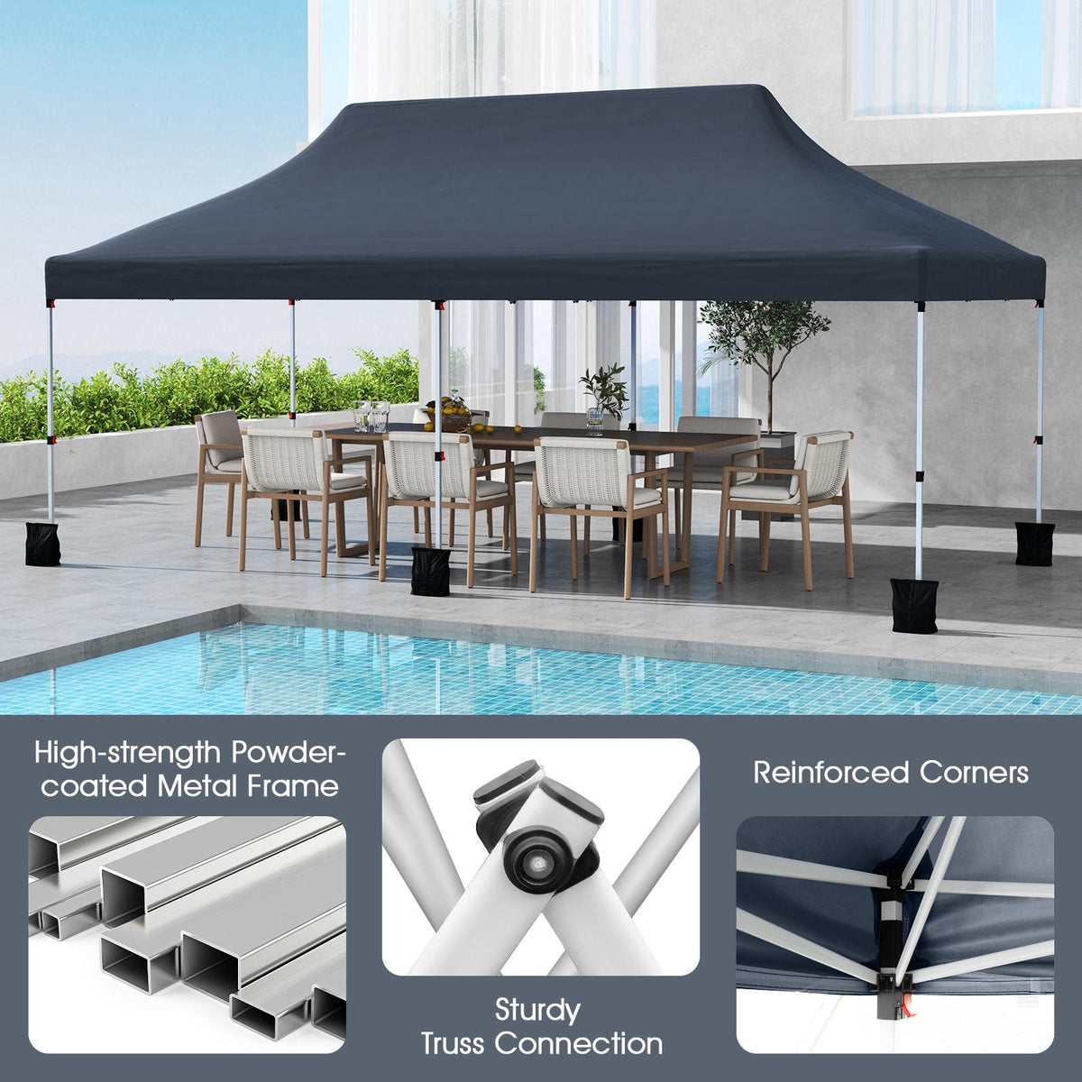 10x20 Pop-Up Canopy Tent, Water-Resistant, Carry Bag