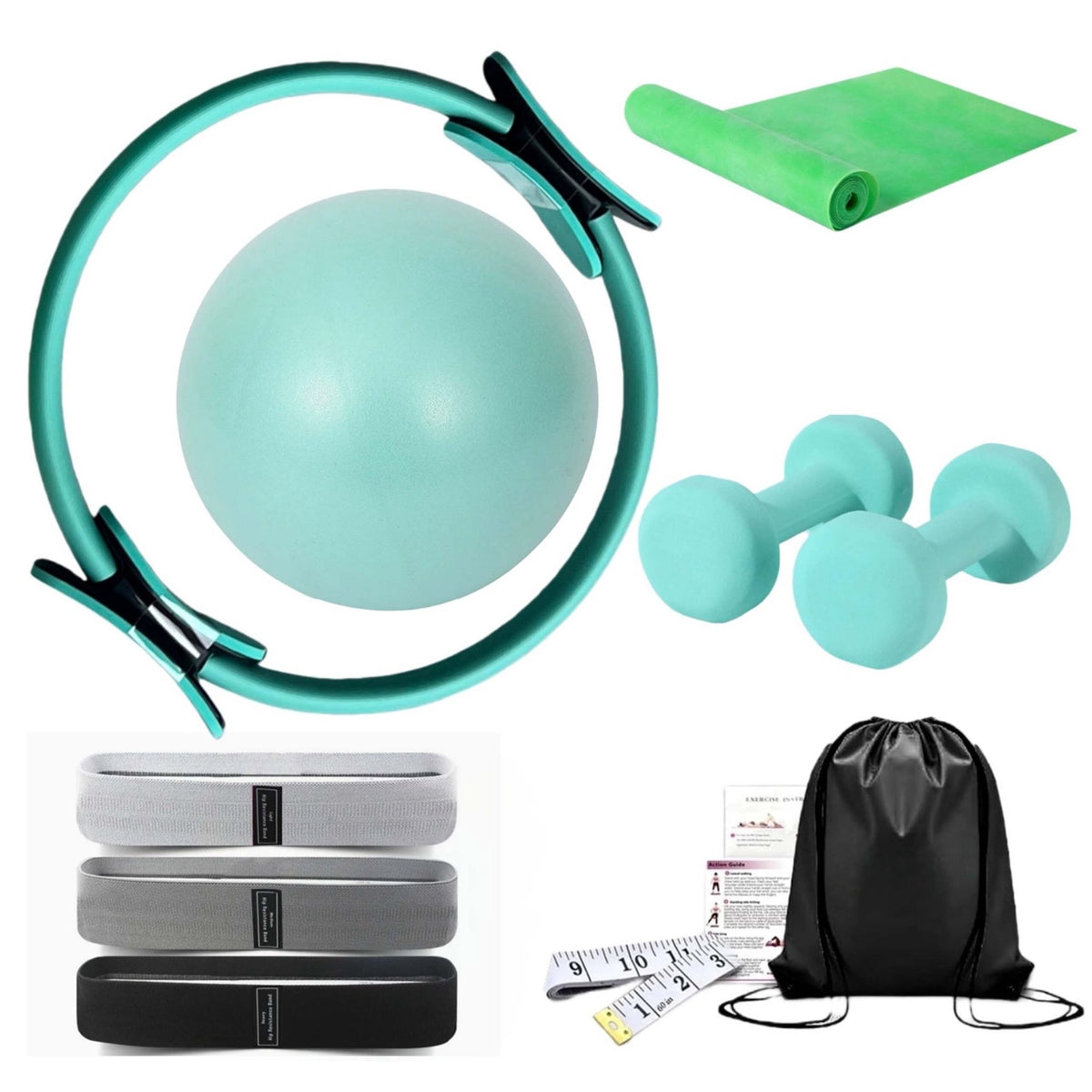 11-Piece Pilates Set with Ring, Ball, Bands, Dumbbells