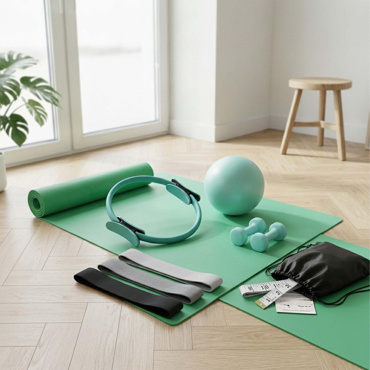 11-Piece Pilates Set with Ring, Ball, Bands, Dumbbells