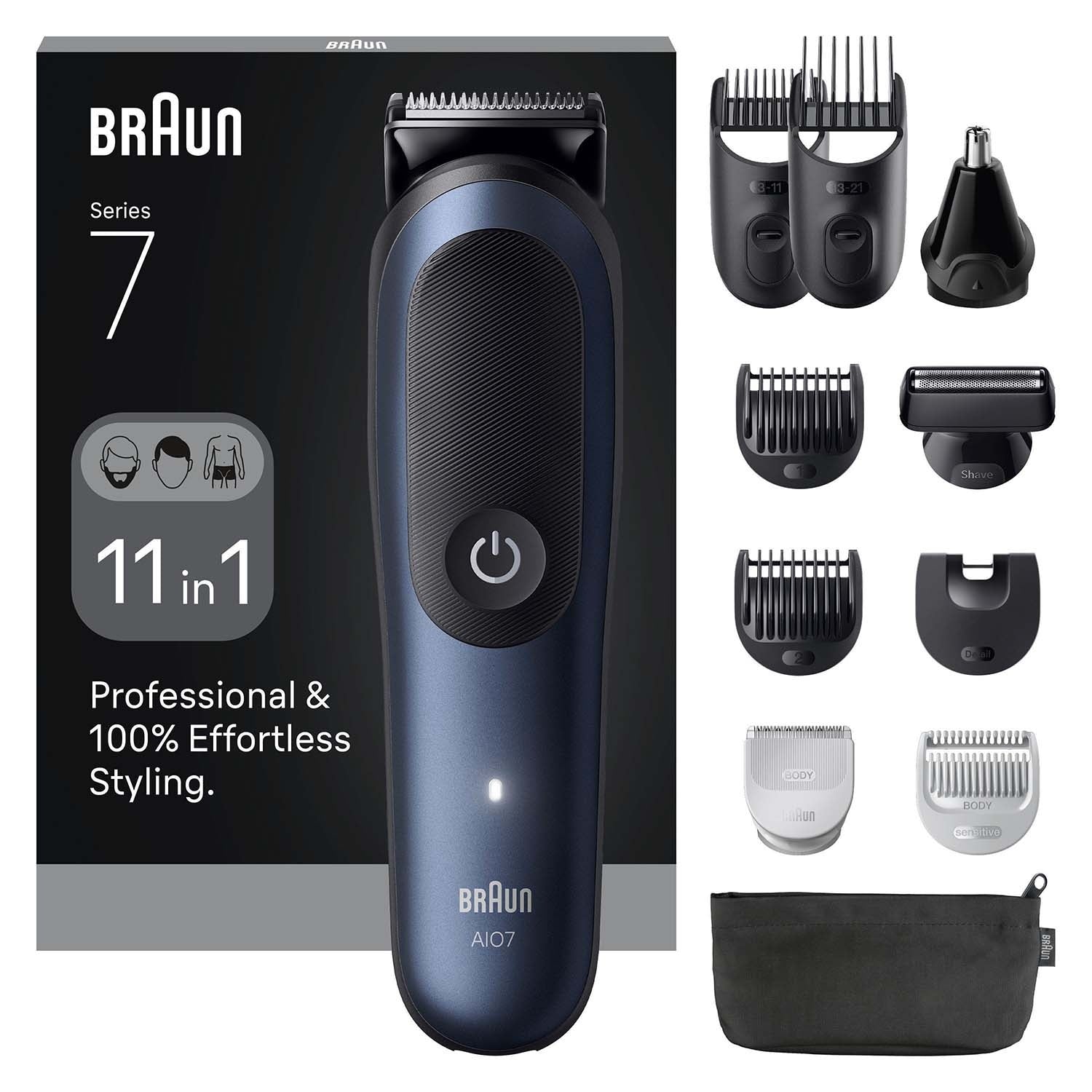 11-in-1 Grooming Kit, All-in-One Styler, Black/Blue
