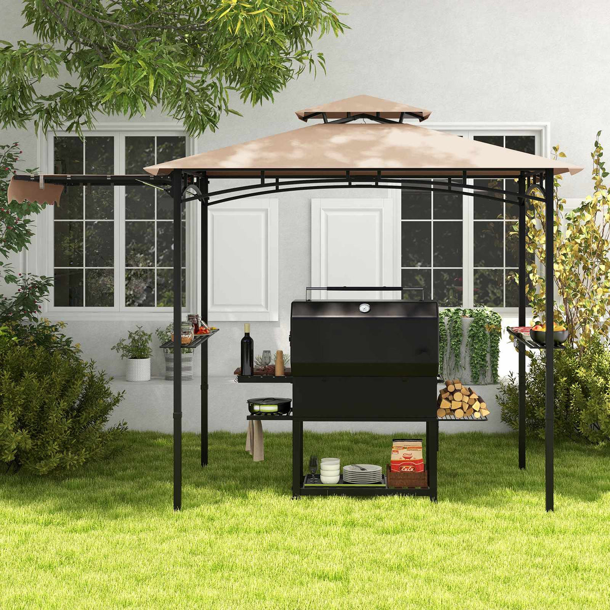 11 x 5 FT Grill Gazebo with Awning and Vented Top