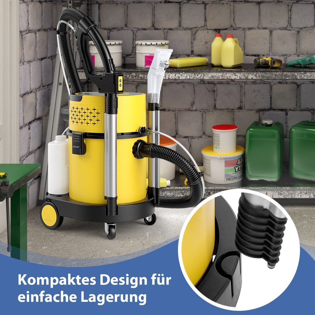 1200W wet and dry vacuum cleaner, portable 4-in-1 ash vacuum cleaner with 17 KPA suction power