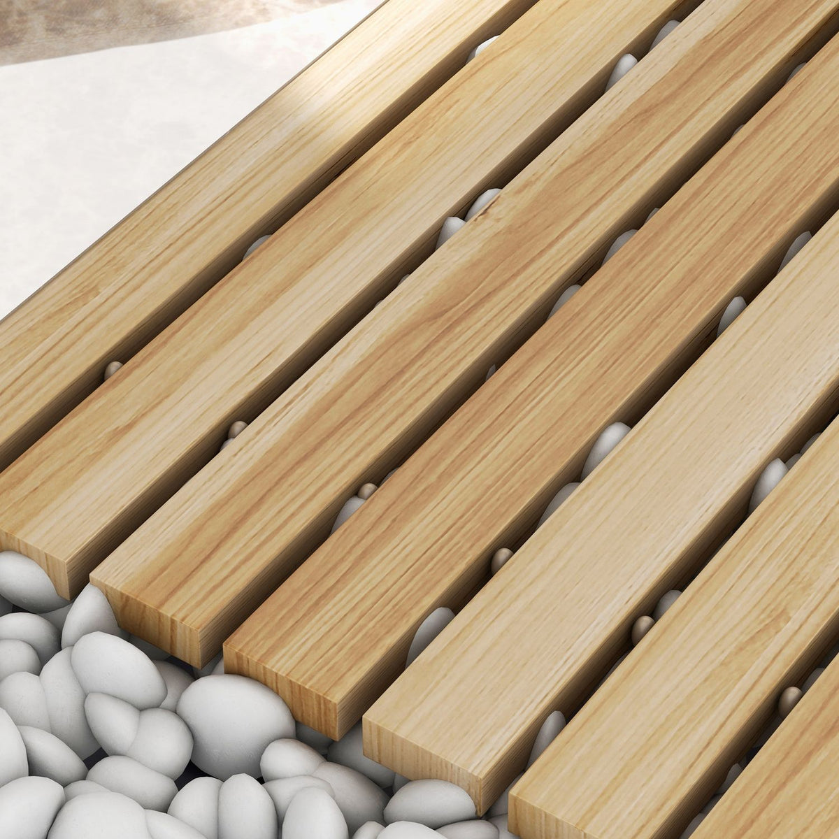 120 Cm Garden Path, Roller Path, Weatherproof Garden Step, Decorative Wooden Step Made Of Fir Wood, For Garden, Balcony, Nature