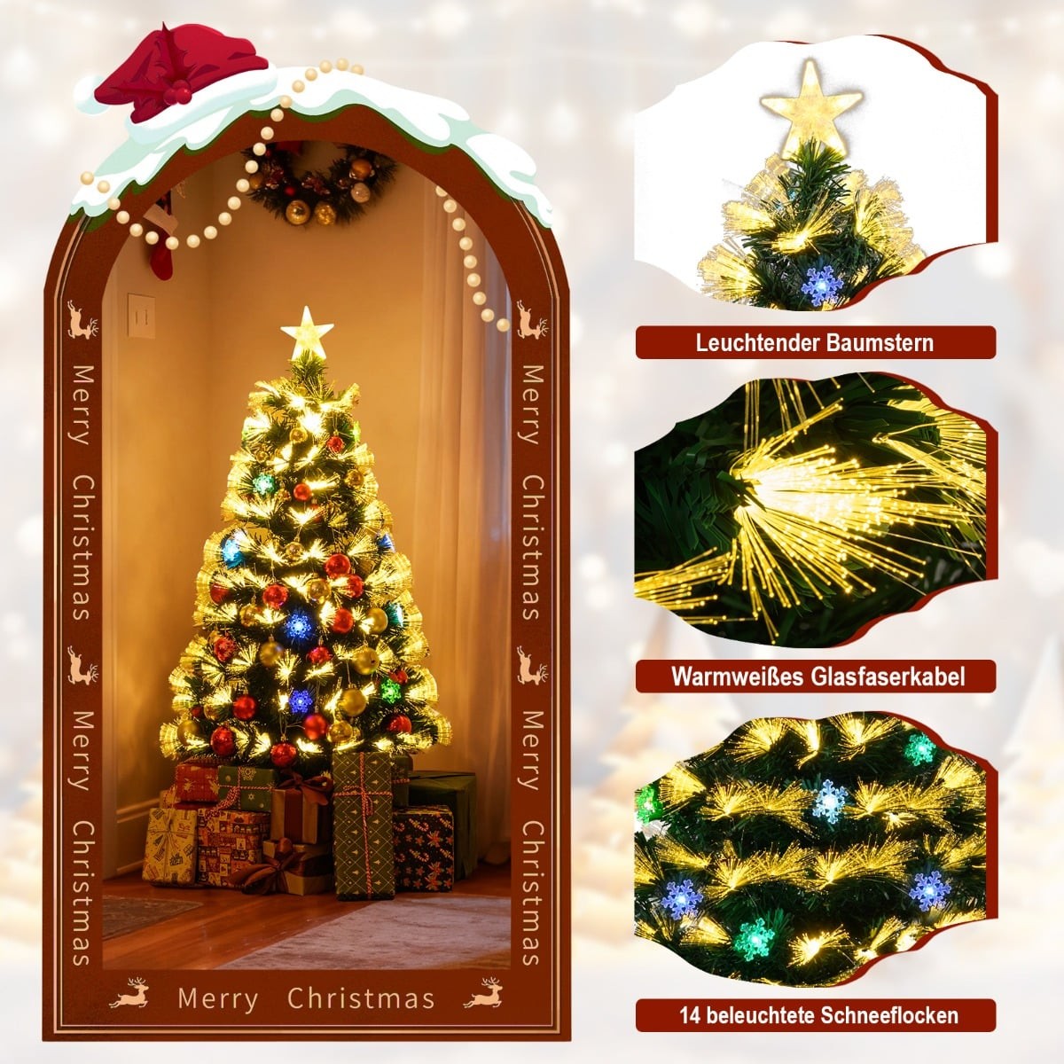 120 cm Artificial Christmas Tree with Lights & Star Top
