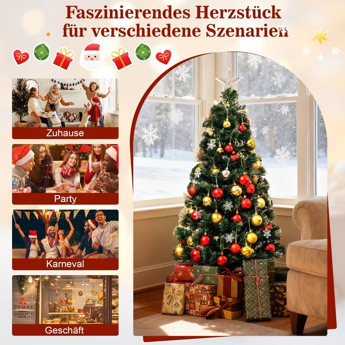 120 cm Artificial Christmas Tree with Lights & Star Top