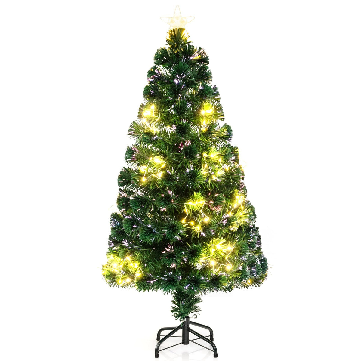 120cm Fiber Optic Christmas Tree with Lights, PVC, Stable Base