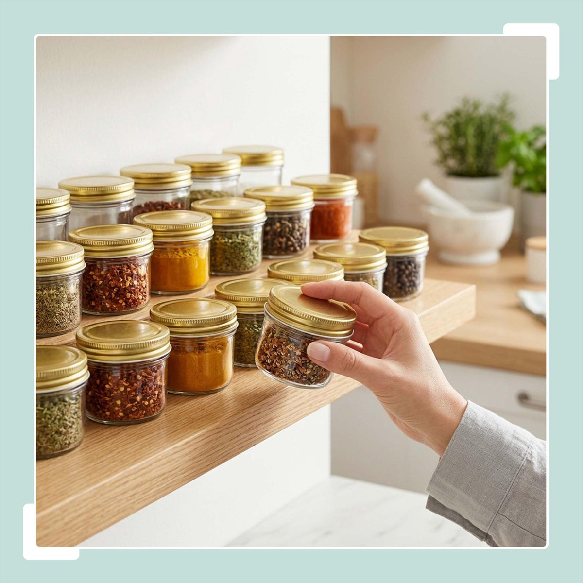 120 ml Glass Jam Jars, Twist-Off Gold Lids Set