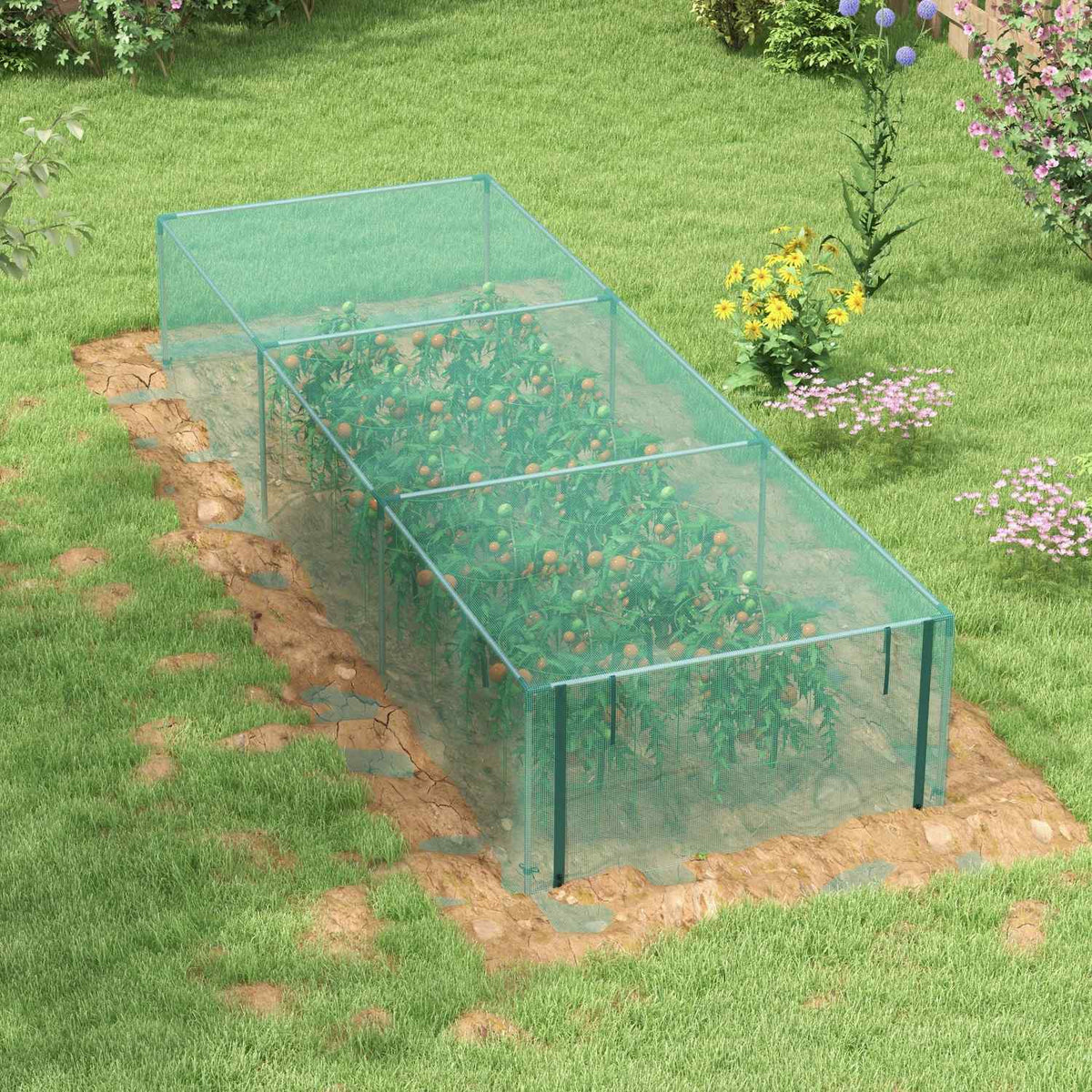 1.25M X 3.73M Garden Net, Plant Protection Tent With Zipper Door, Insect Net, Windproof Vegetable Net, Pest Protection Net