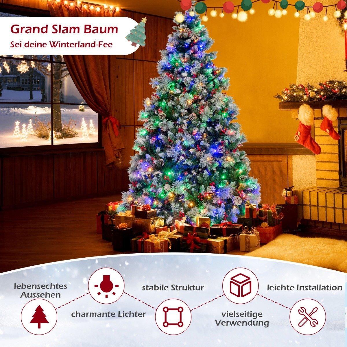 Ø125 x 215 cm Christmas tree with LED lights Christmas tree with berries green + white