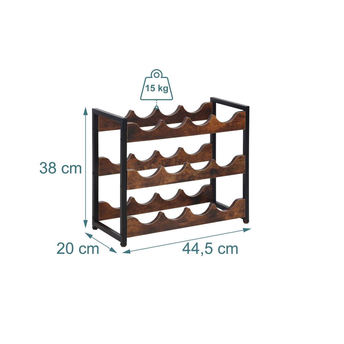 12-Bottle Industrial Wine Rack for Kitchen or Bar