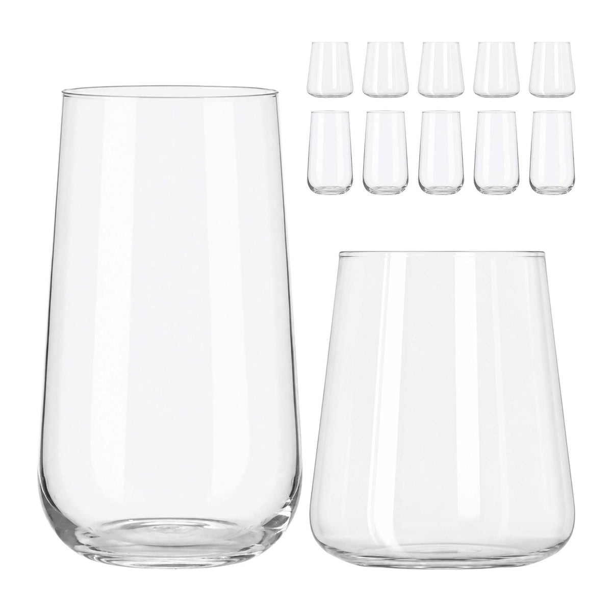 12-Piece Glass Drinking Set – 6 Longdrink & 6 Water Glasses