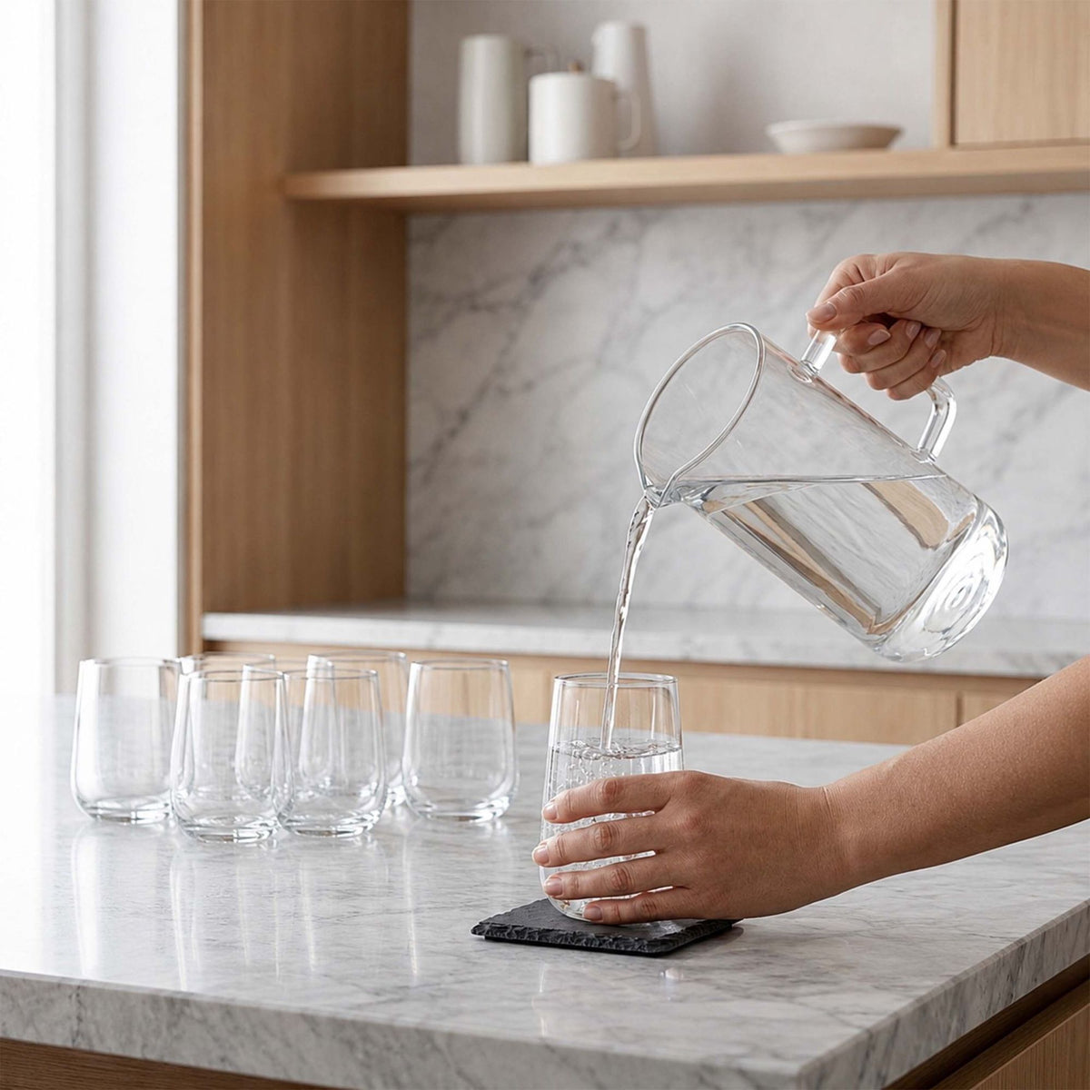 12-Piece Glass Drinking Set – 6 Longdrink & 6 Water Glasses