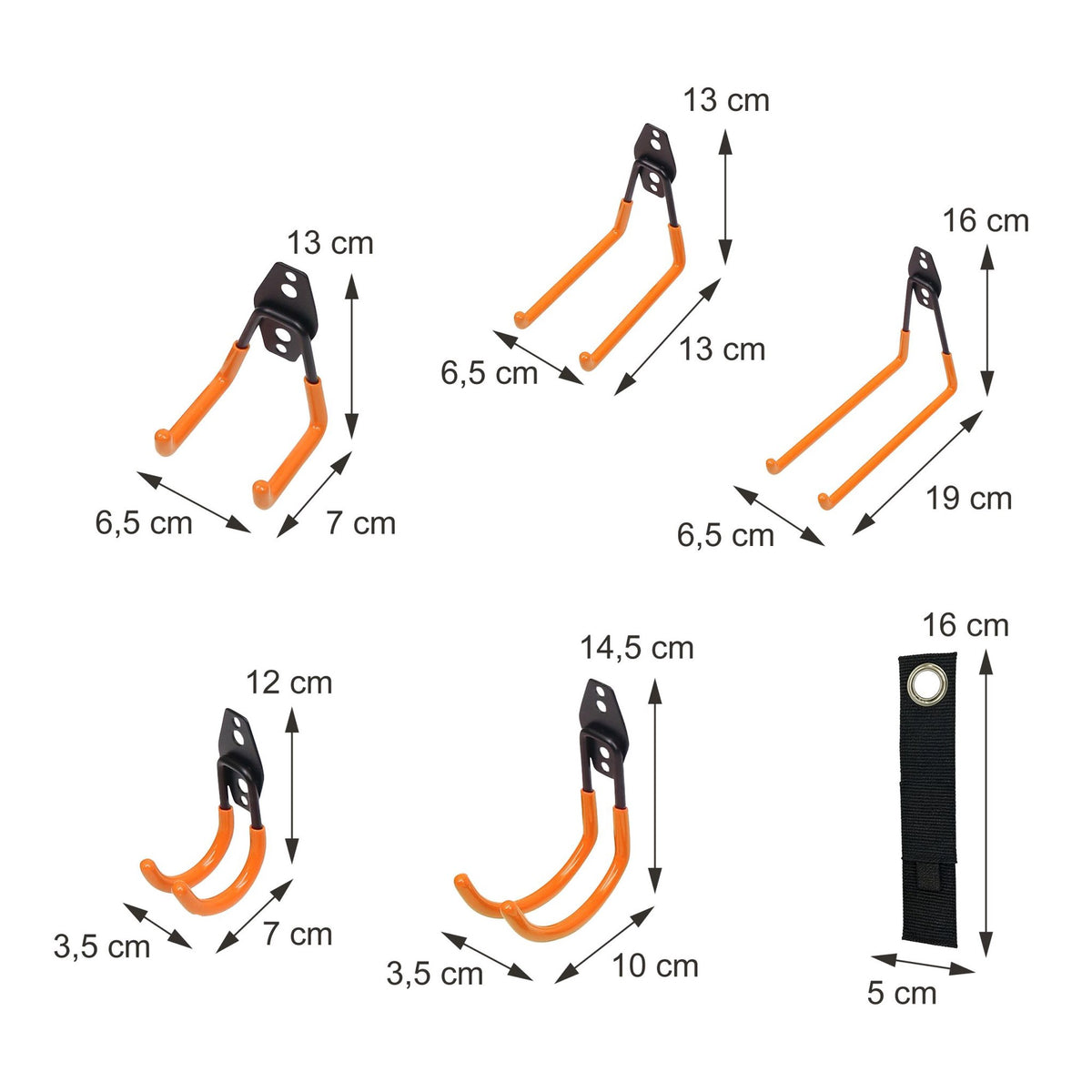 12-Piece Wall Hook & Cable Organizer Set - Black/Orange