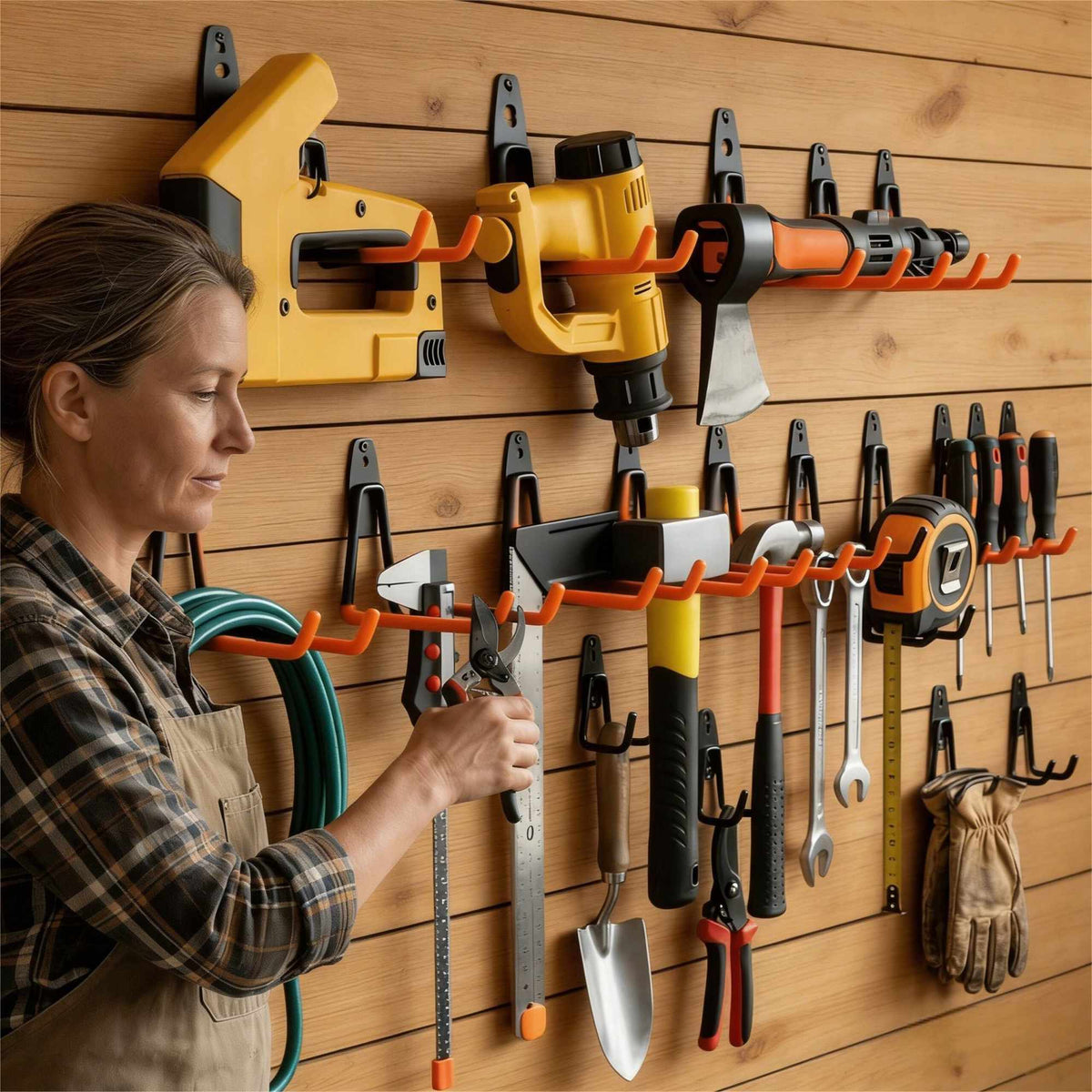12-Piece Wall Hook & Cable Organizer Set - Black/Orange