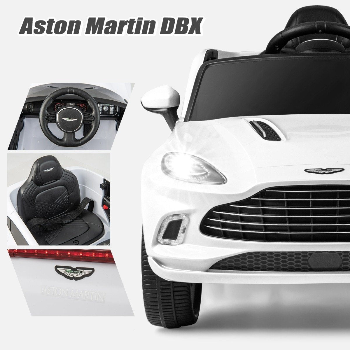 12V Aston Martin DBX children's car with 2.4G remote control 1.4-2.5 km/h white
