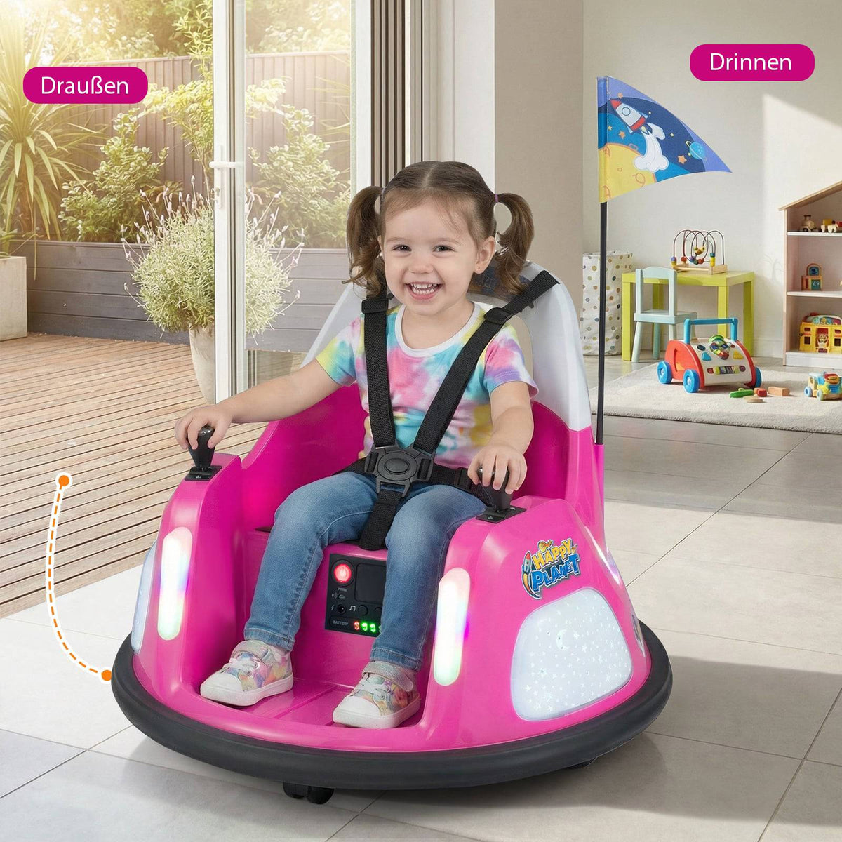 12V Kids Electric Bumper Car with Remote, Pink