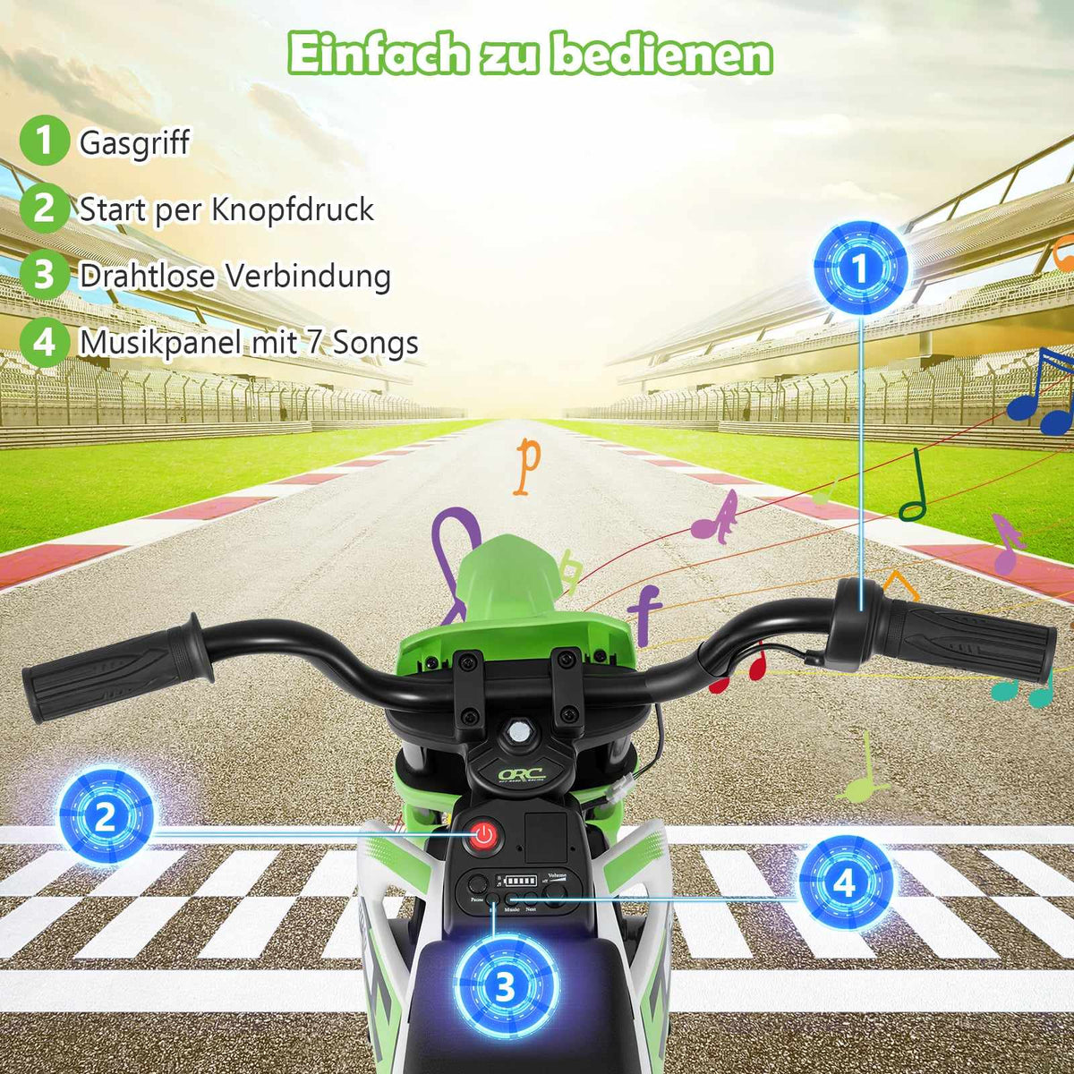 12V Kids Electric Motorcycle with Removable Training Wheels
