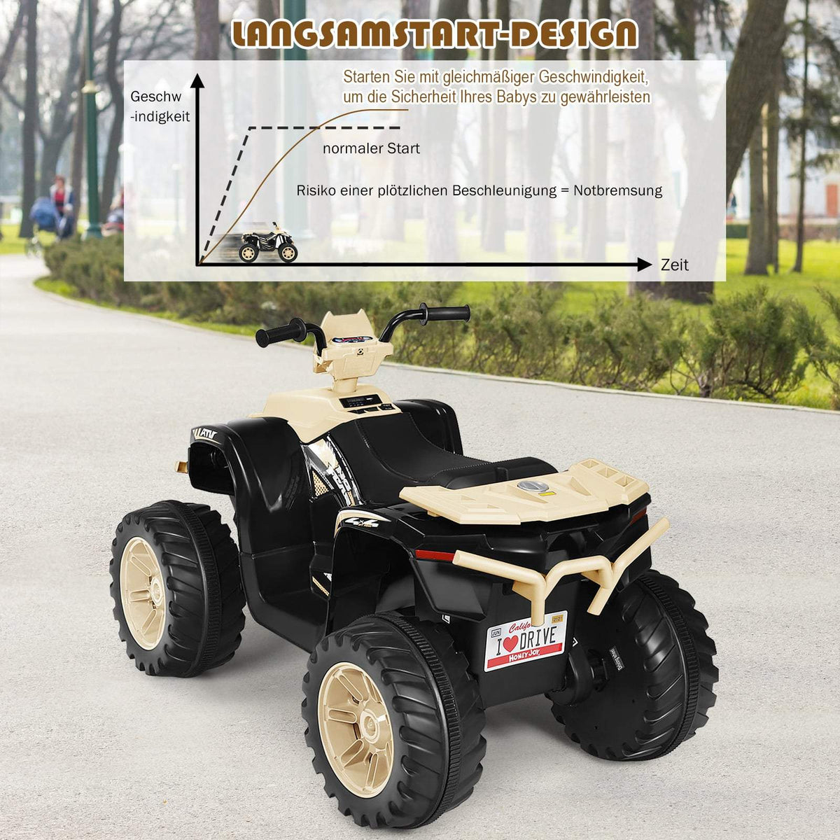 12V Kids Electric Quad with Music & Headlights, Yellow
