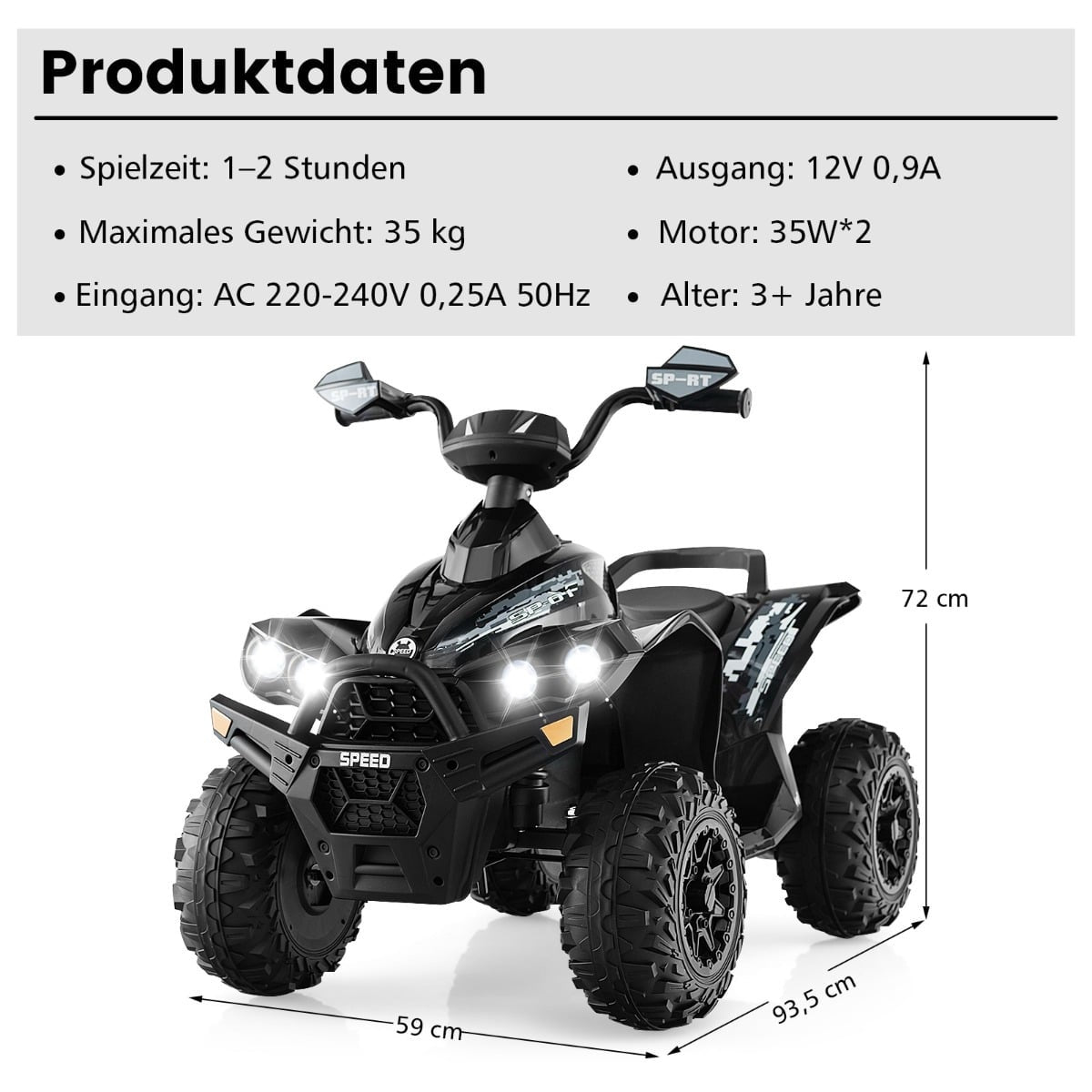 12V Kids Electric Quad with Music, Horn & LED Lights