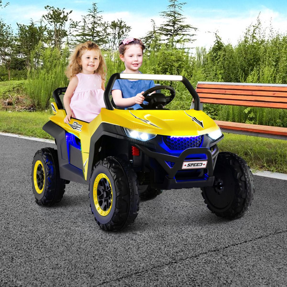 12V Kids Ride-On Truck, 2-Seater, Remote, Suspension