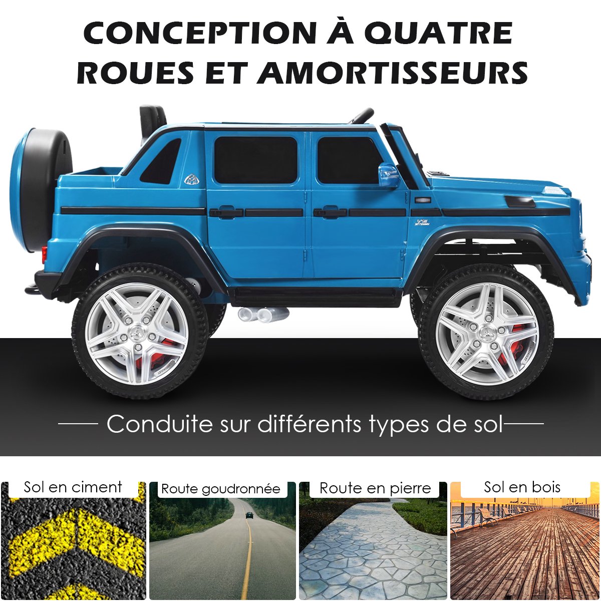 12V Ride-On Car With Remote Control, Suspension, Blue
