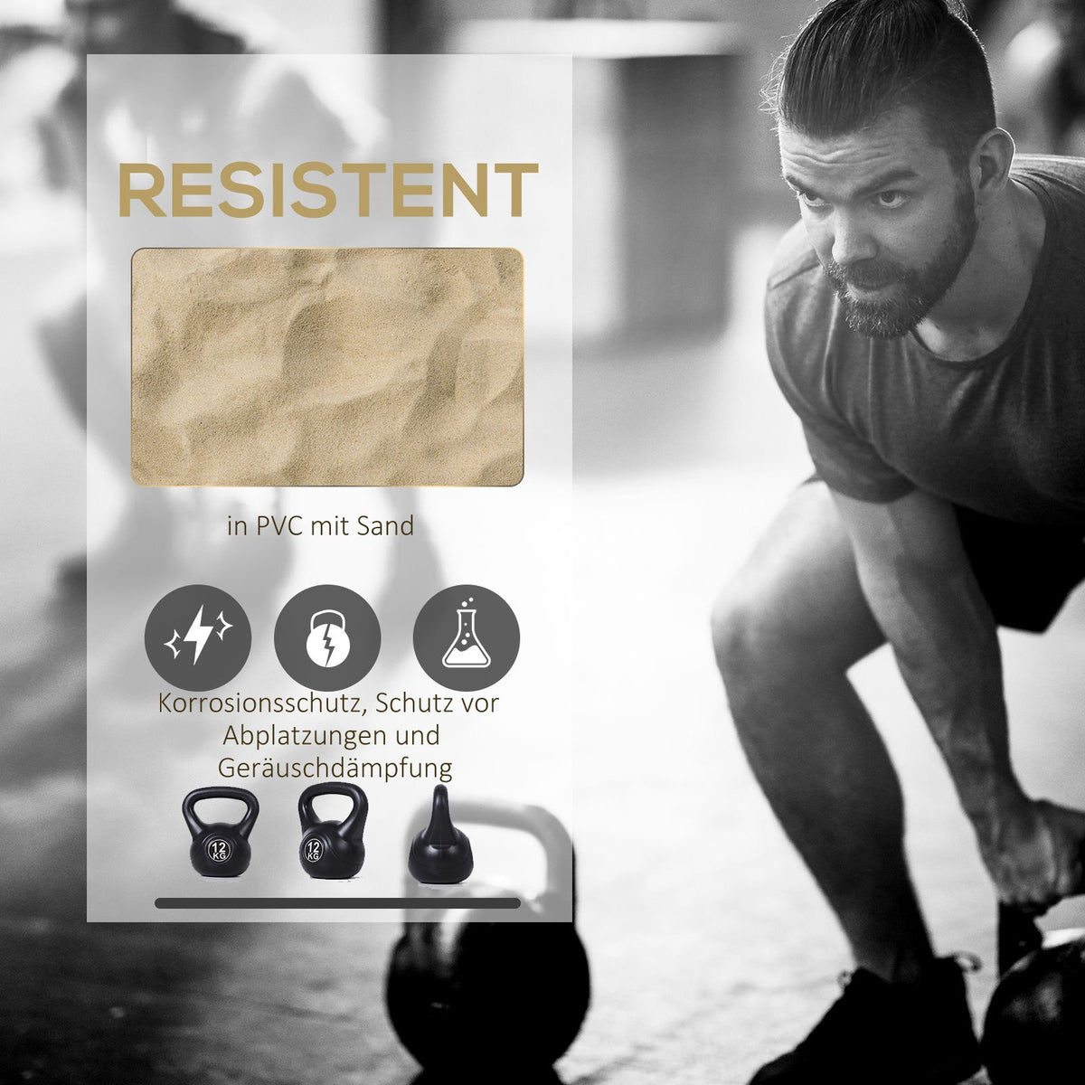 12 kg Sand-Filled Kettlebell, Black, Plastic, Beginner-Friendly