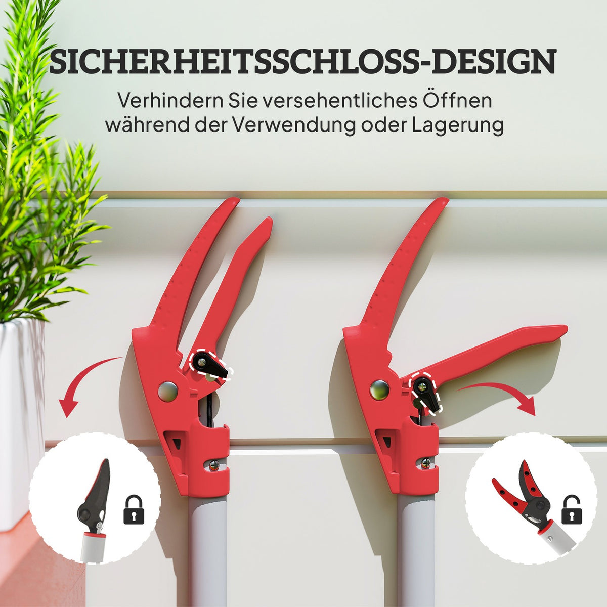 1.2 m tree shears, pruning shears for cutting, garden cutter with aluminum handle, long-handled garden shears, red