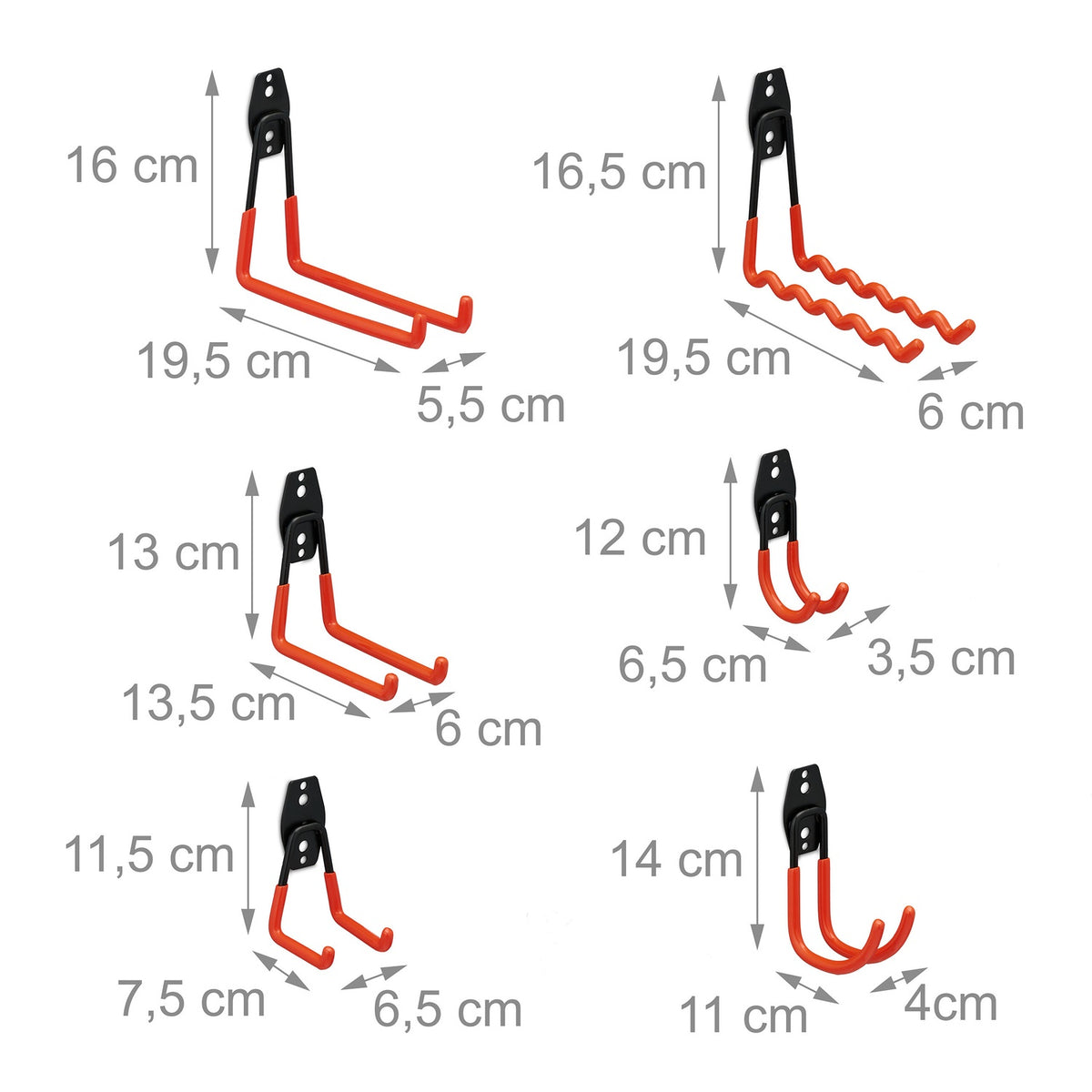 12-piece set of wall hooks