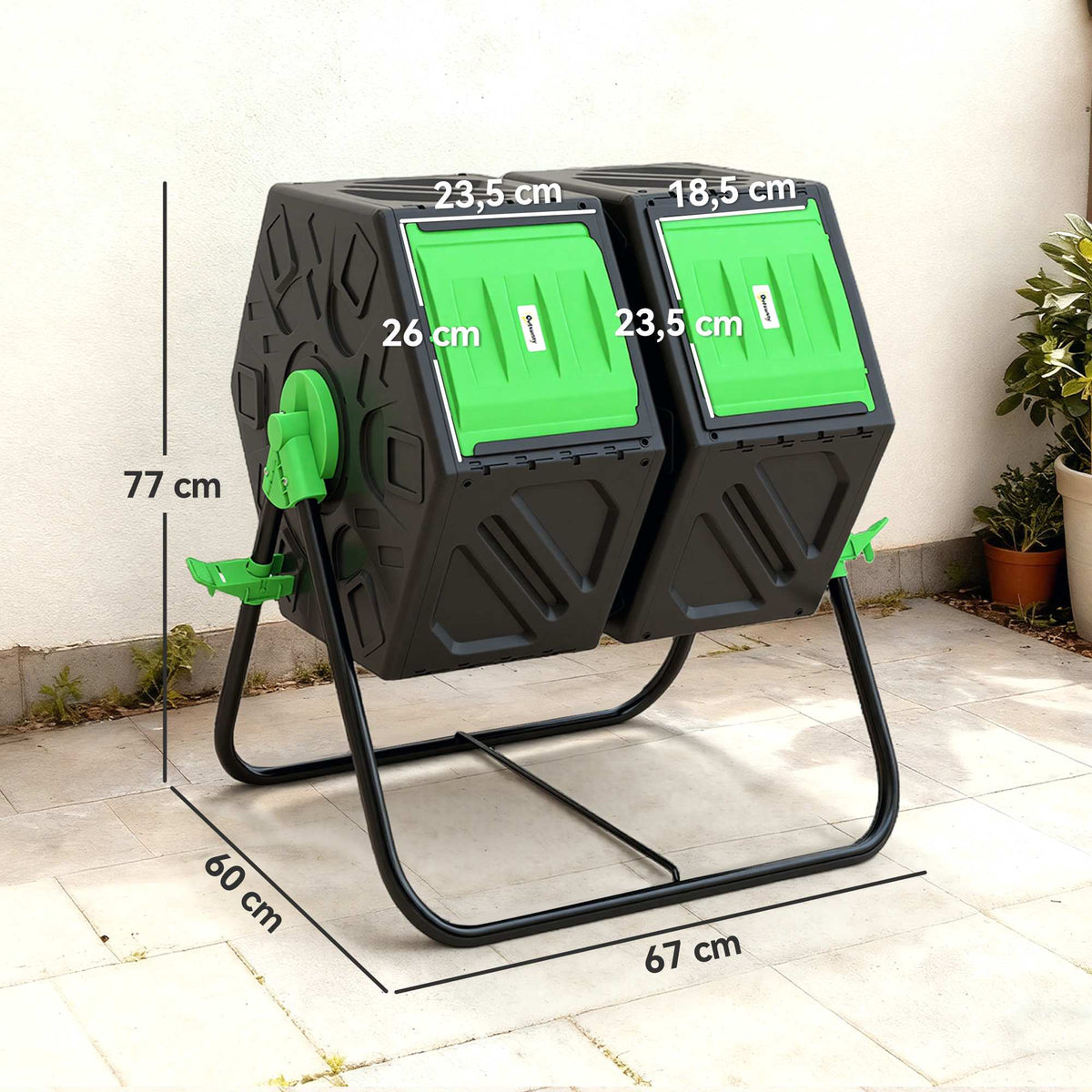 130L Dual Chamber Compost Bin with 24 Vent Holes