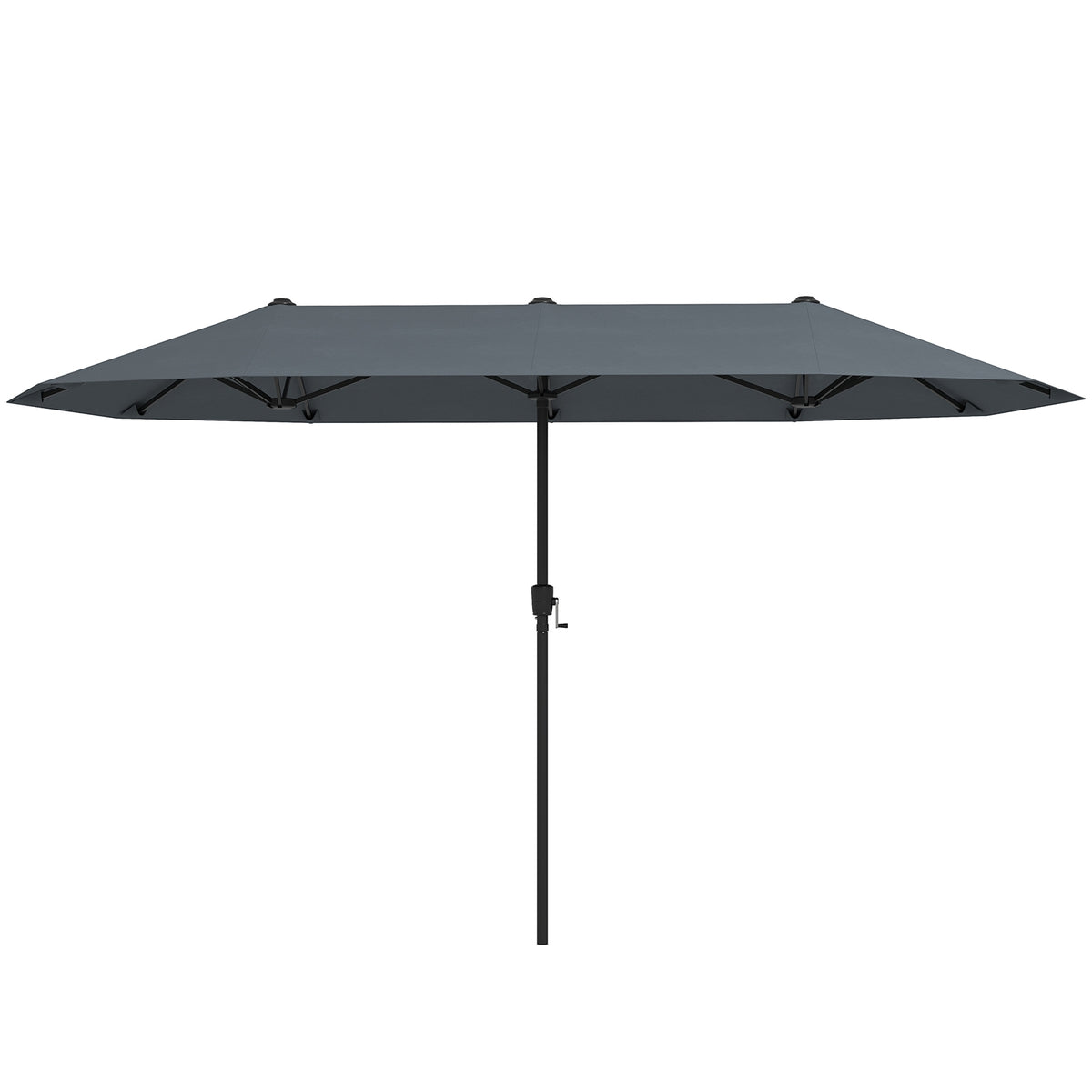 13 Ft Double-Sided Patio Umbrella, Crank Handle, Gray