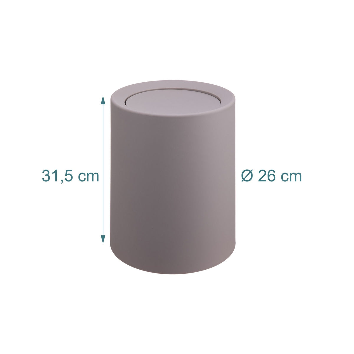 13L Swing-Lid Plastic Bin for Kitchen or Bathroom