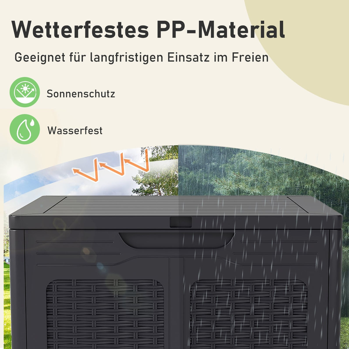 145L Outdoor Storage Box, Weatherproof, Rattan Design